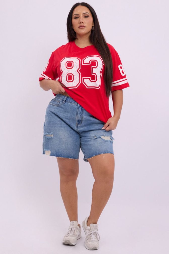 Red Graphic T Shirt Short Sleeve