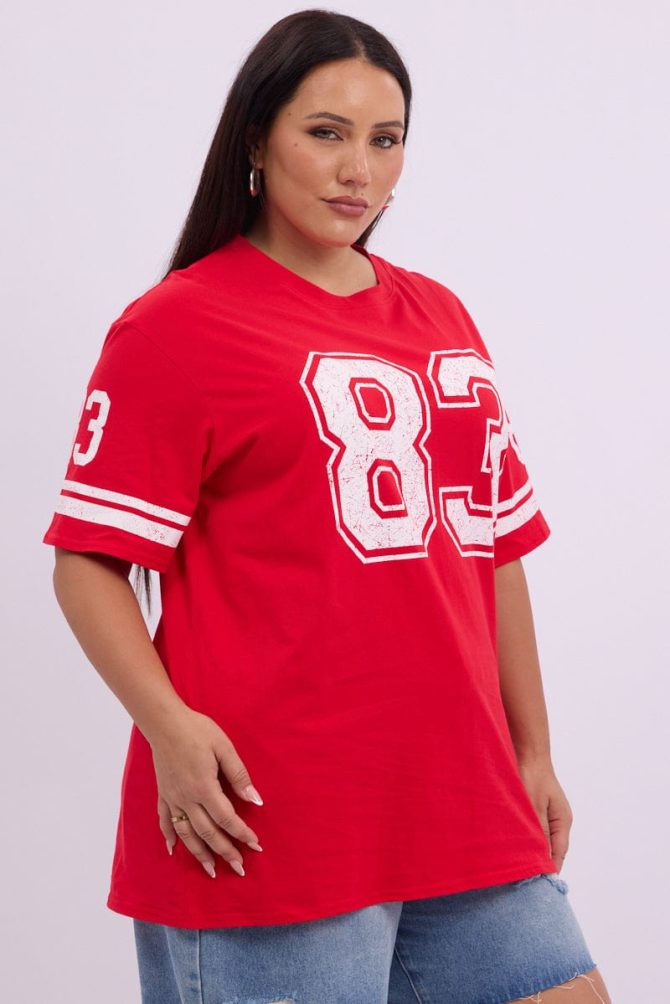 Red Graphic T Shirt Short Sleeve