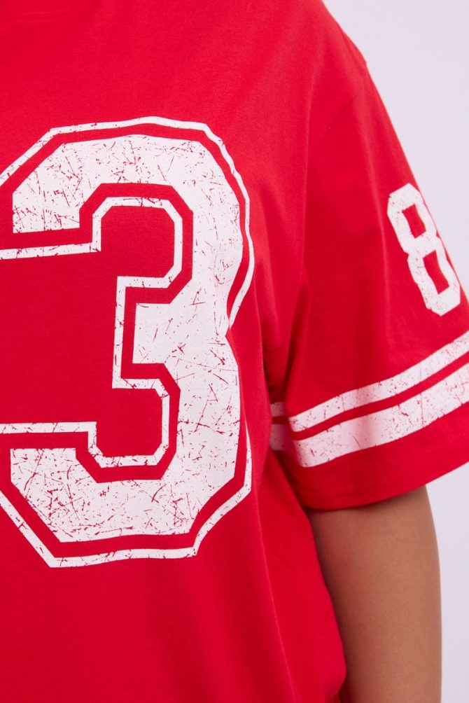 Red Graphic T Shirt Short Sleeve