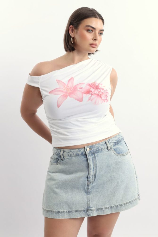 White One Shoulder Top Supersoft