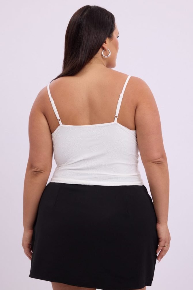 White Lace Singlet Top Lace Ribbon Trim