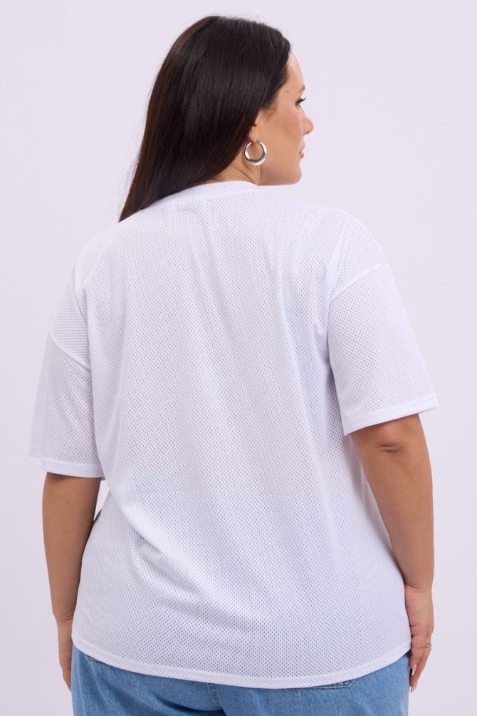 White Graphic T Shirt Short sleeve V Neck