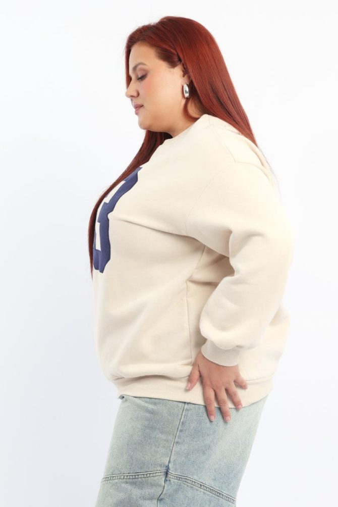 Beige Sweatshirt Long Sleeve Crew Neck