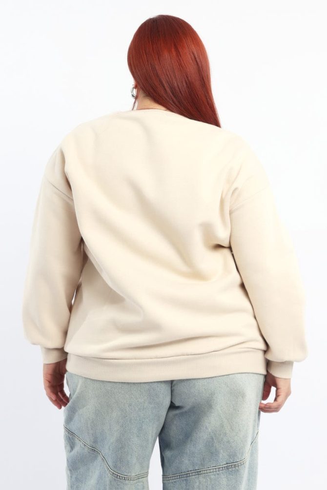 Beige Sweatshirt Long Sleeve Crew Neck