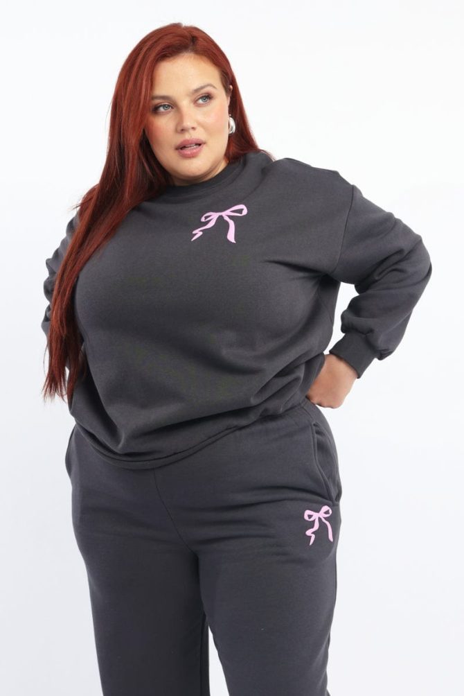 Grey Sweatshirt Long Sleeve Crew Neck