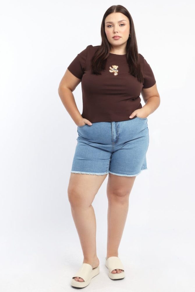Brown Graphic T Shirt Short Sleeve Crew Neck