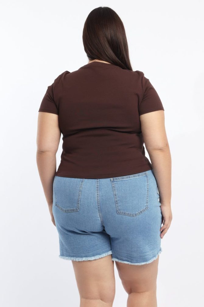 Brown Graphic T Shirt Short Sleeve Crew Neck