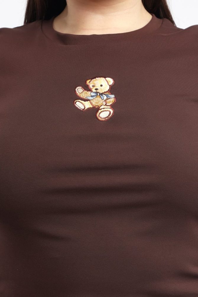 Brown Graphic T Shirt Short Sleeve Crew Neck