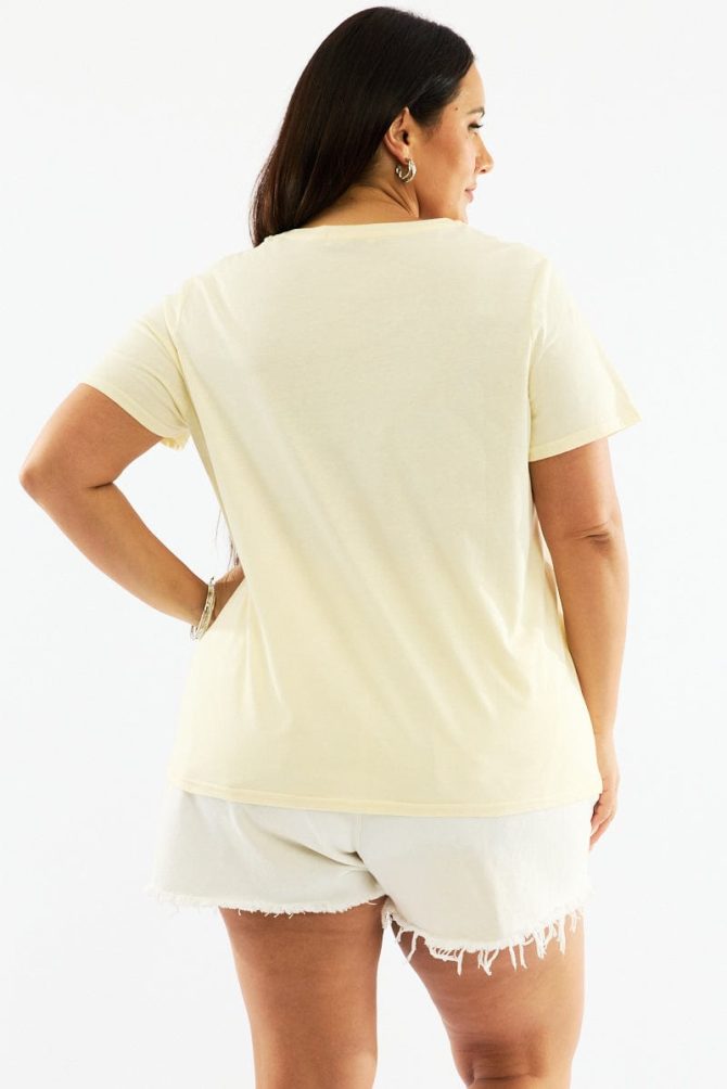 Yellow Graphic T Shirt Short Sleeve Crew Neck