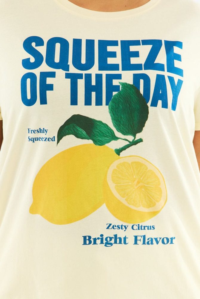 Yellow Graphic T Shirt Short Sleeve Crew Neck