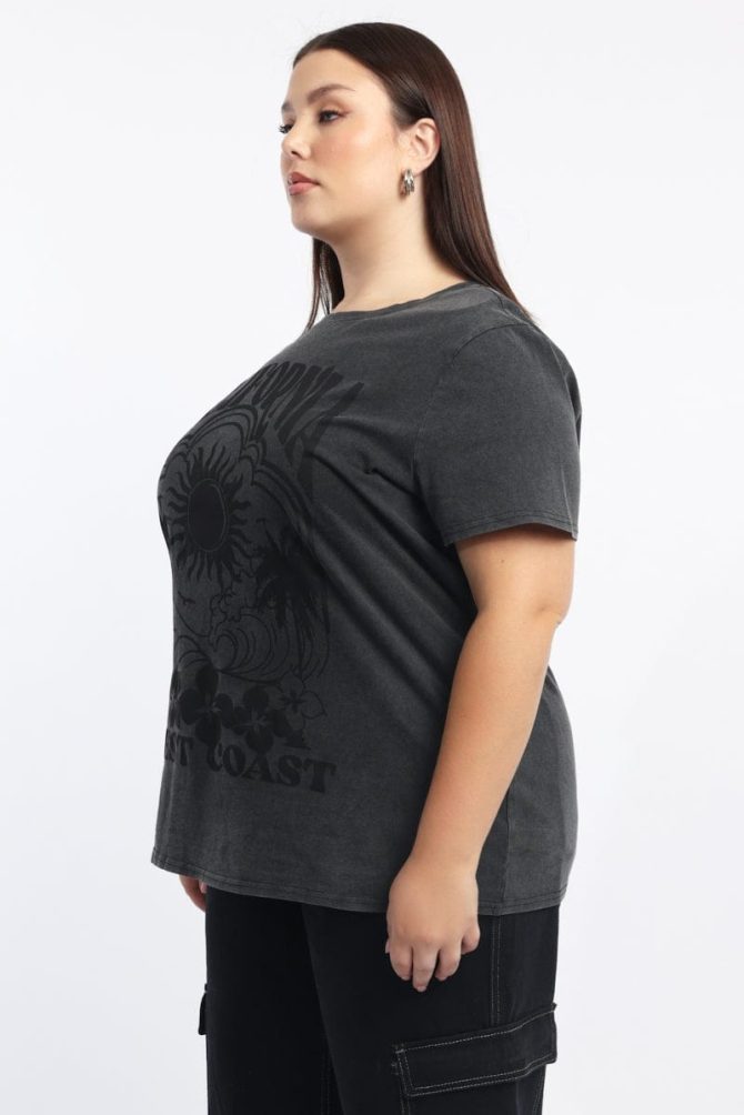 Grey Graphic T Shirt Short Sleeve Crew Neck