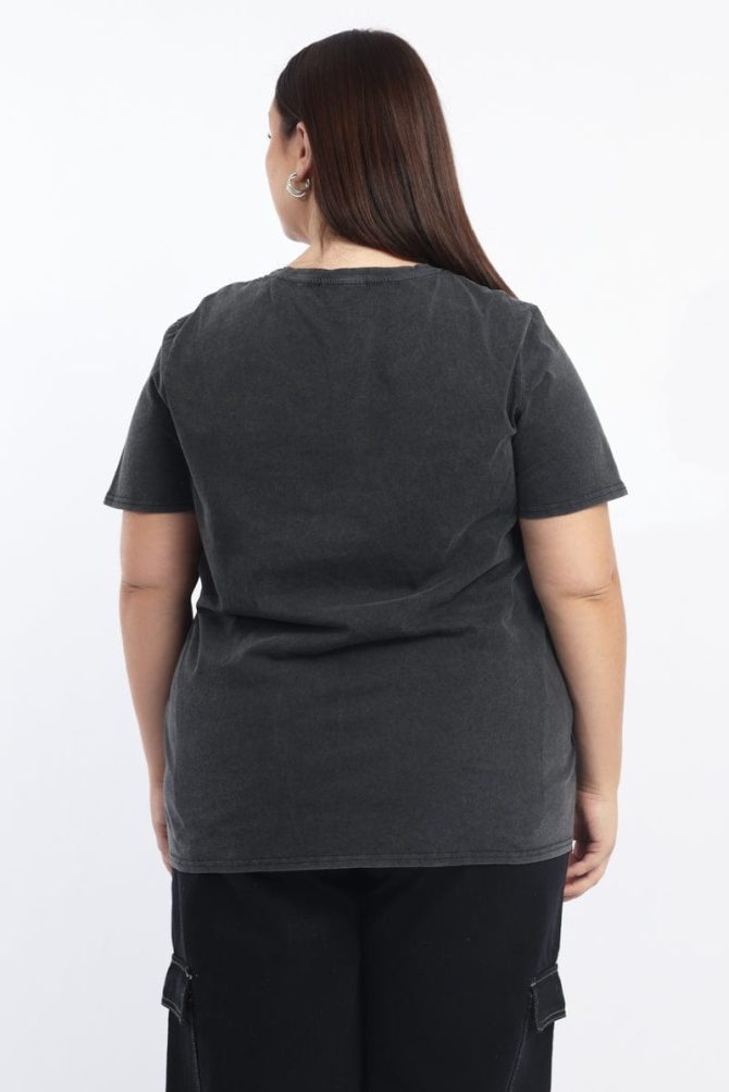 Grey Graphic T Shirt Short Sleeve Crew Neck