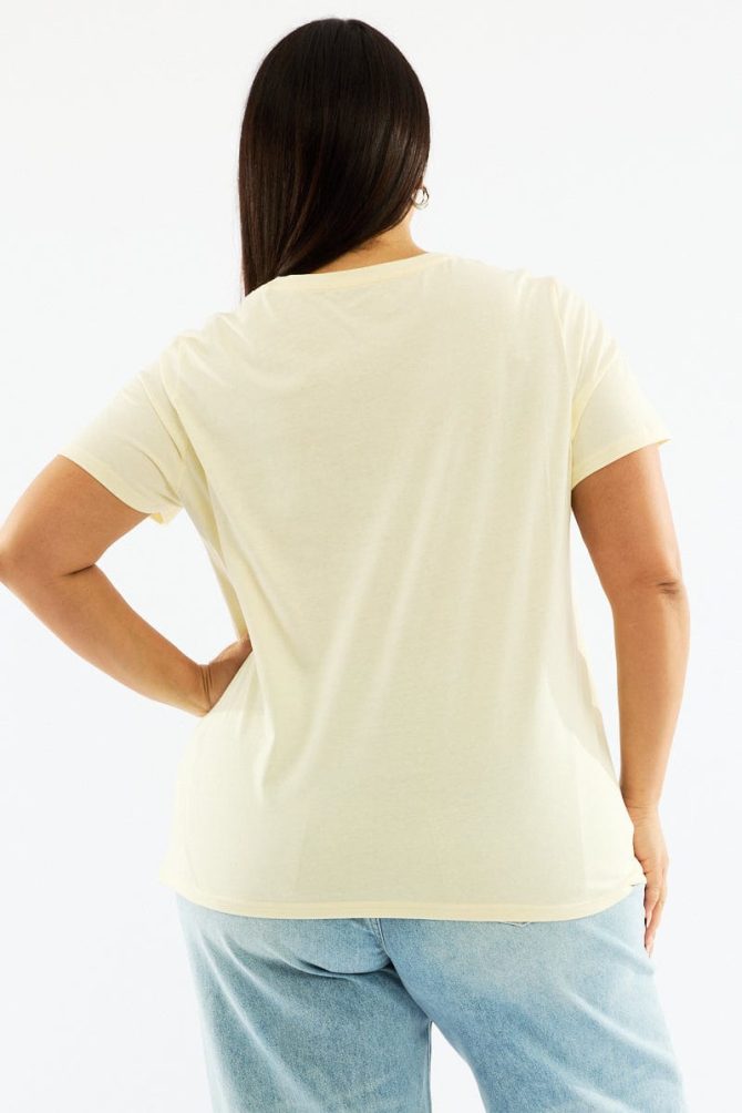 Yellow Graphic T Shirt Short Sleeve Crew Neck