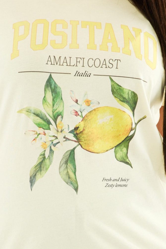 Yellow Graphic T Shirt Short Sleeve Crew Neck