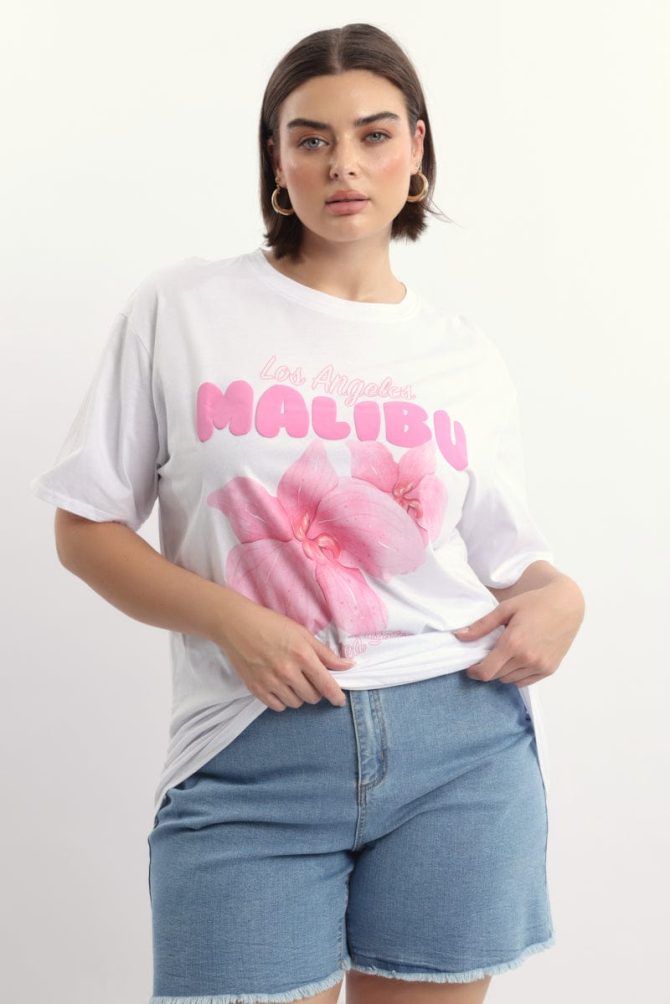 White Graphic T Shirt Short Sleeve Crew Neck
