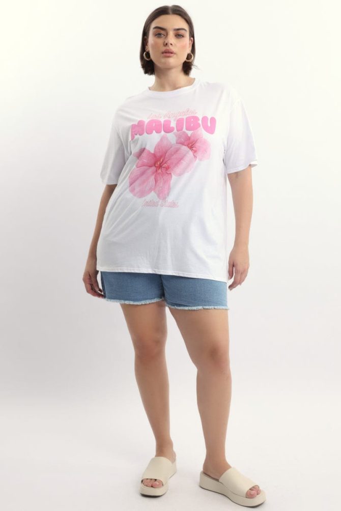White Graphic T Shirt Short Sleeve Crew Neck