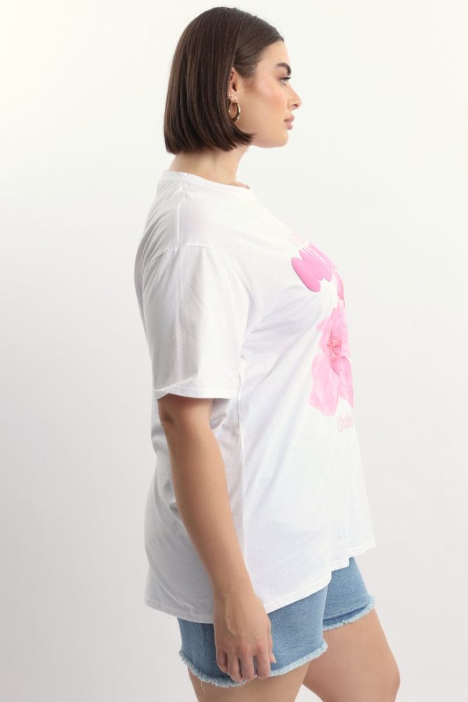 White Graphic T Shirt Short Sleeve Crew Neck