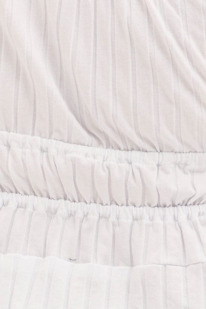 White Short Sleeve Rib Jersey Peplum Top