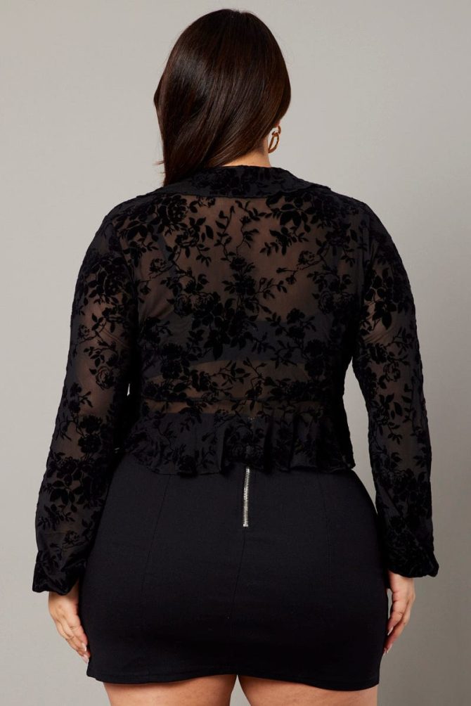Black Frill Burnout Bolero Jacket