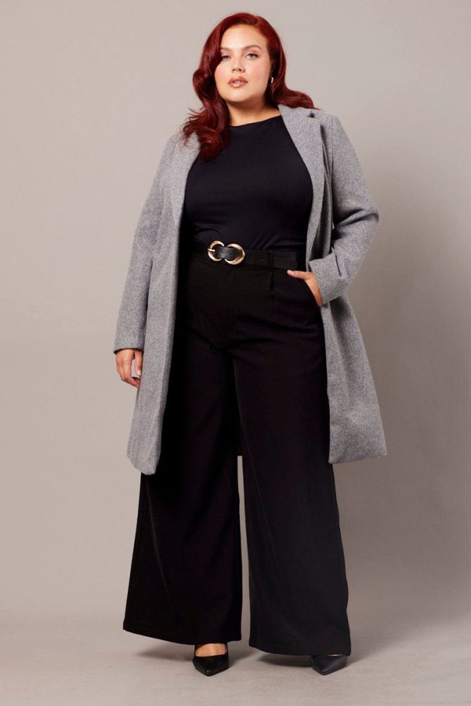 Grey One Button Coat