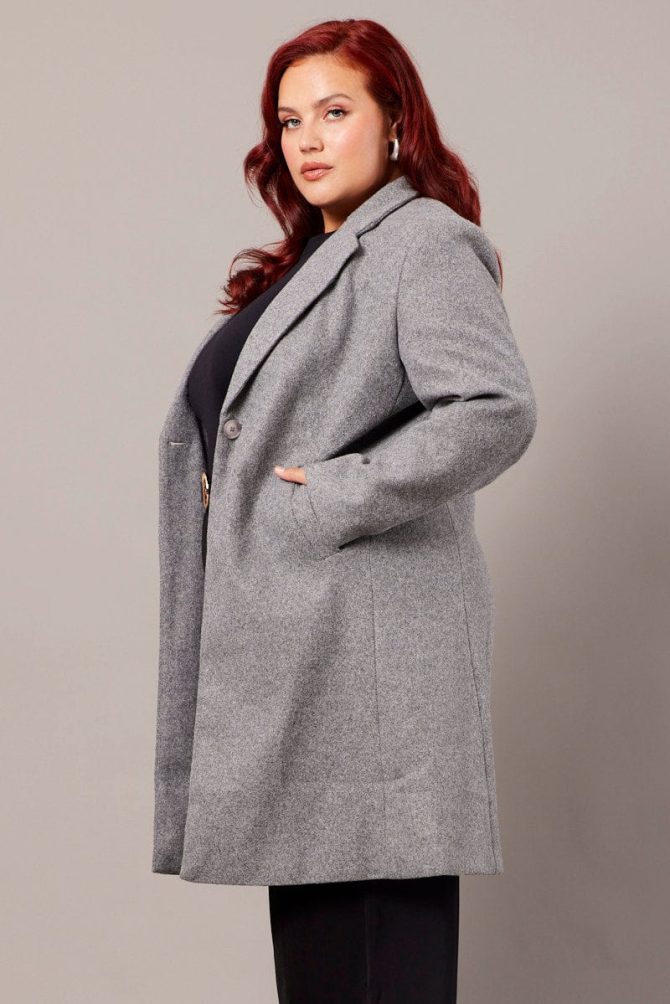 Grey One Button Coat