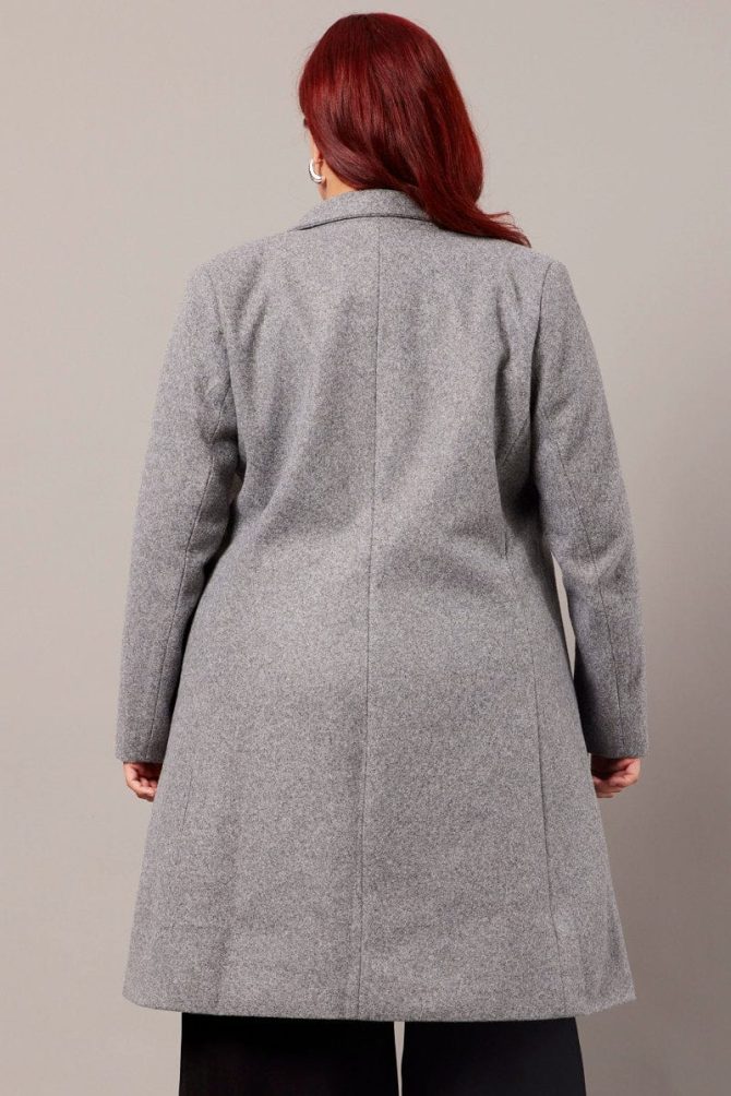 Grey One Button Coat