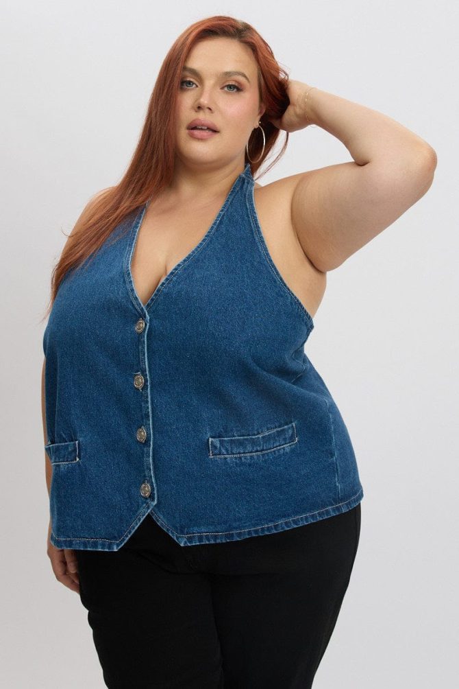 Denim Halter Vest