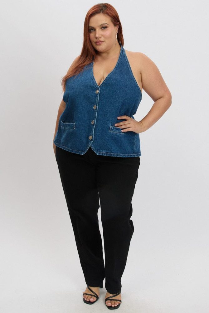 Denim Halter Vest