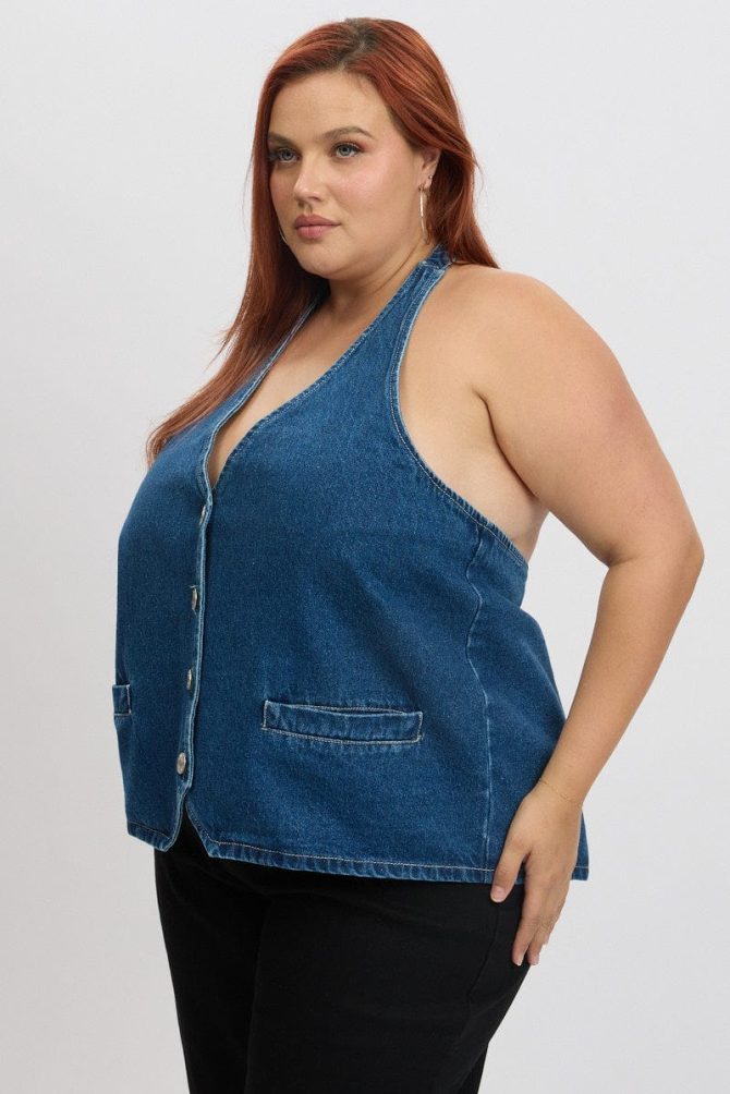 Denim Halter Vest