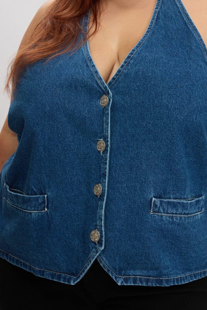 Denim Halter Vest