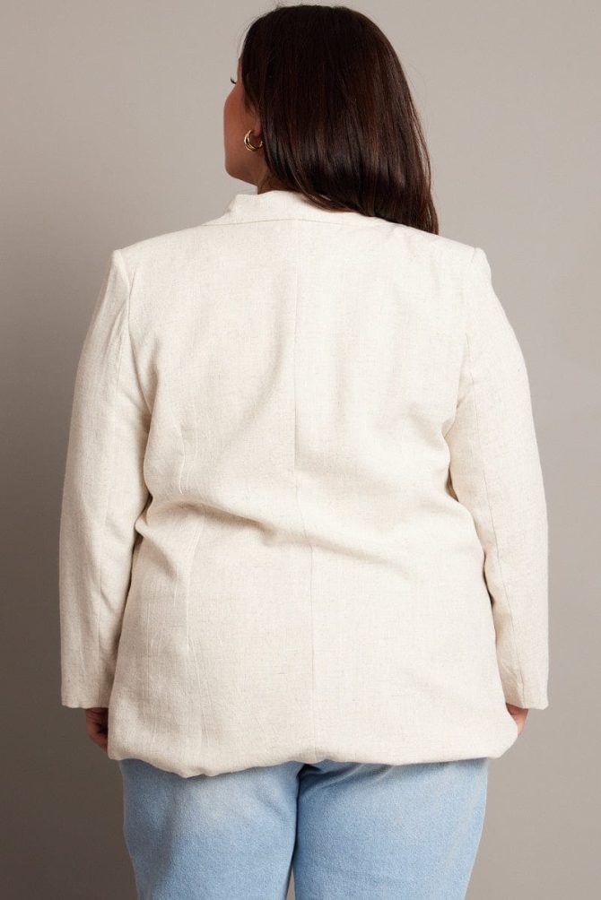 Beige Linen Blend Blazer