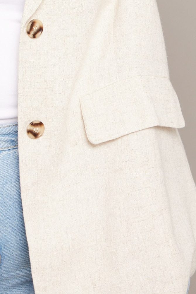 Beige Linen Blend Blazer