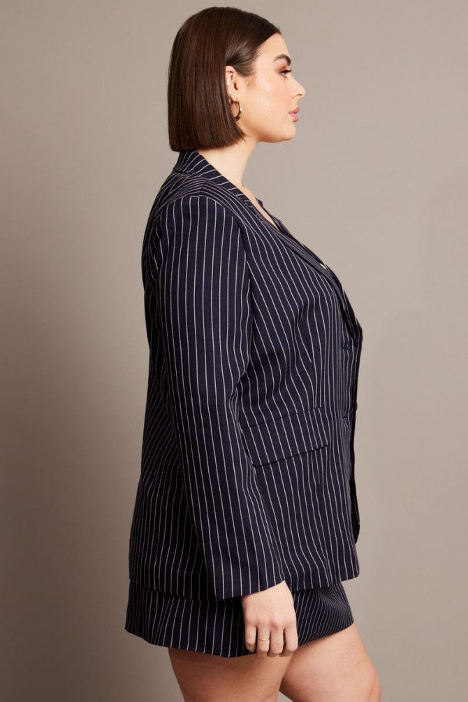Blue Stripe Pinstripe Blazer