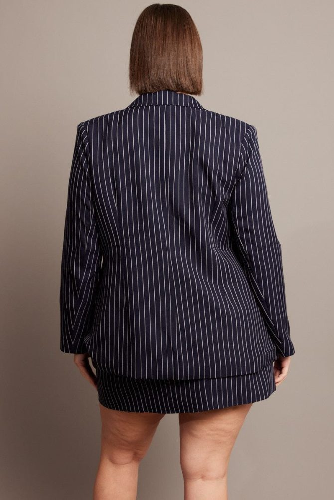 Blue Stripe Pinstripe Blazer