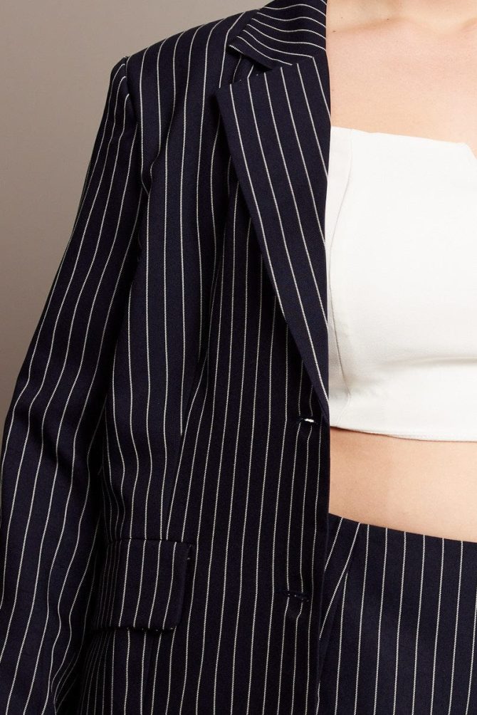 Blue Stripe Pinstripe Blazer