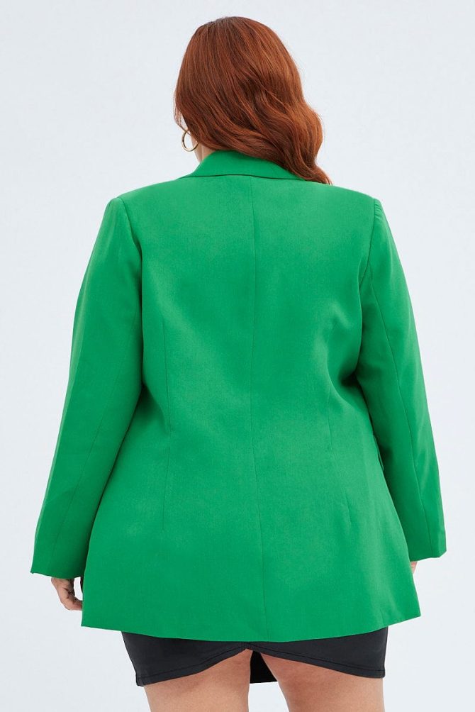 Green Long Sleeve Blazer Two Button Lined