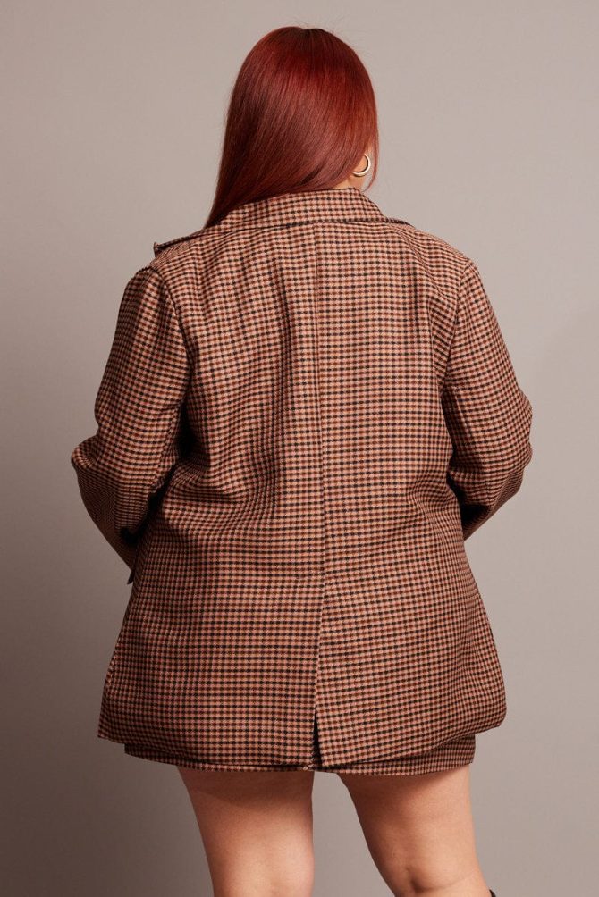 Brown Check Oversized Blazer