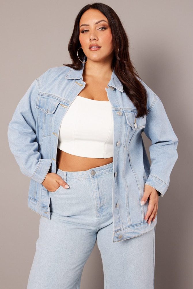 Denim Oversized Distressed Denim Jacket
