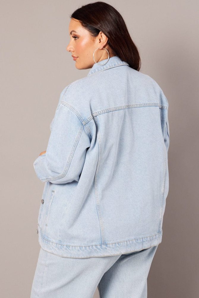 Denim Oversized Distressed Denim Jacket