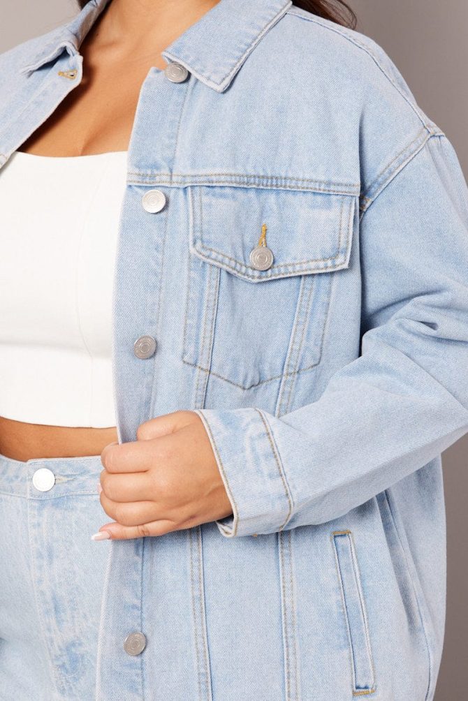 Denim Oversized Distressed Denim Jacket