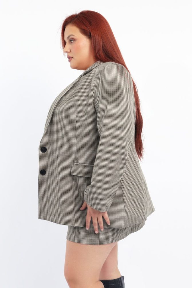 Brown Check Blazer Long Sleeve Lined