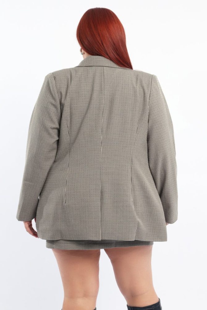 Brown Check Blazer Long Sleeve Lined