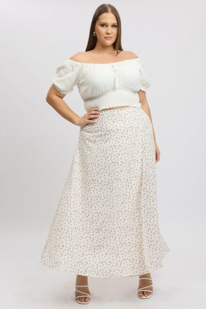 Red Ditsy Wrap Maxi Skirt