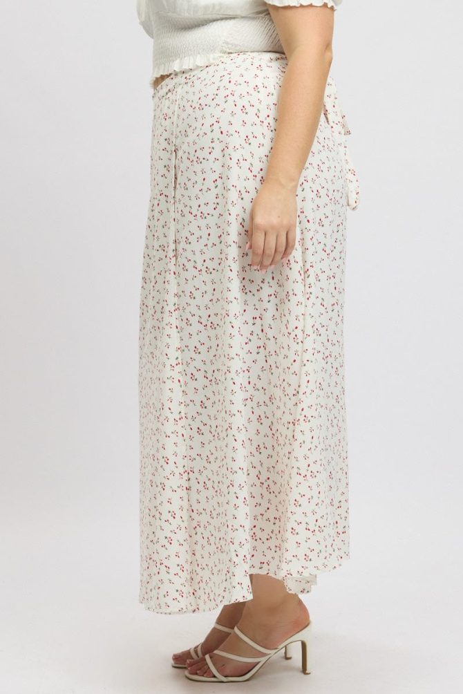 Red Ditsy Wrap Maxi Skirt