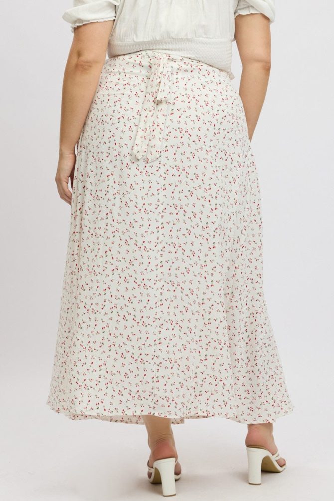 Red Ditsy Wrap Maxi Skirt