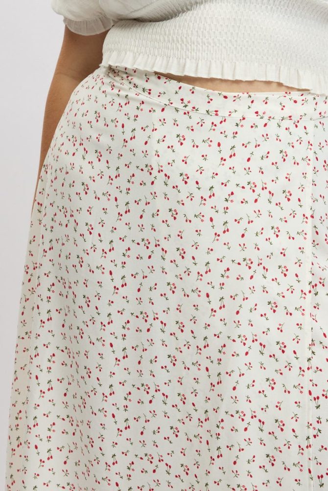 Red Ditsy Wrap Maxi Skirt