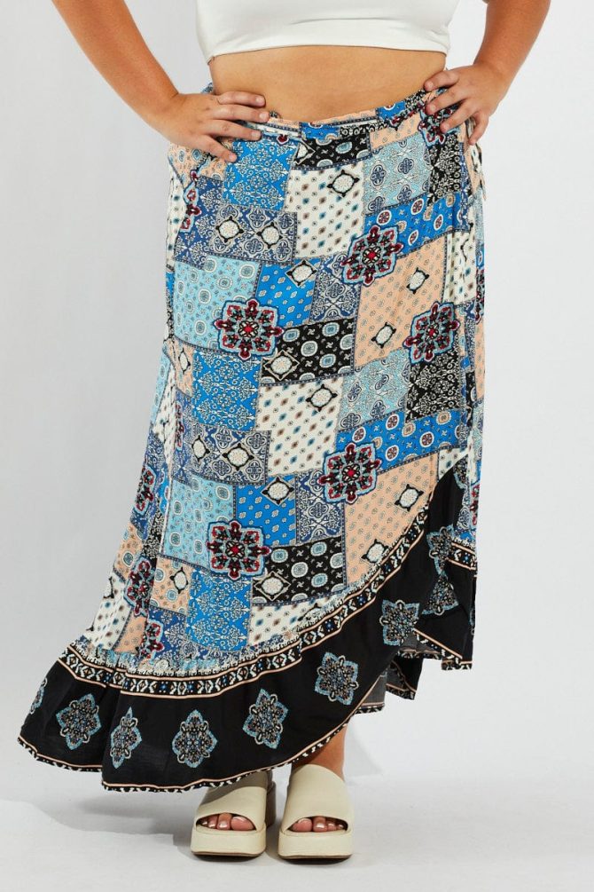 Multi Boho Wrap Maxi Skirt