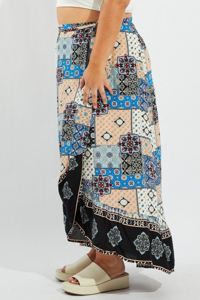 Multi Boho Wrap Maxi Skirt