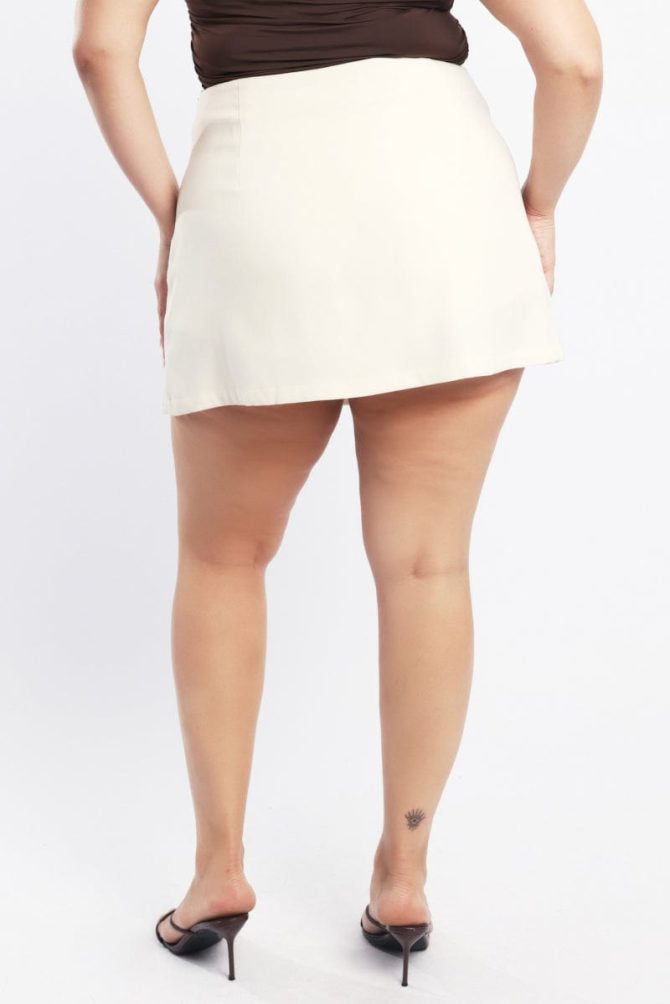 White Mini Wrap Front Skirt Skort