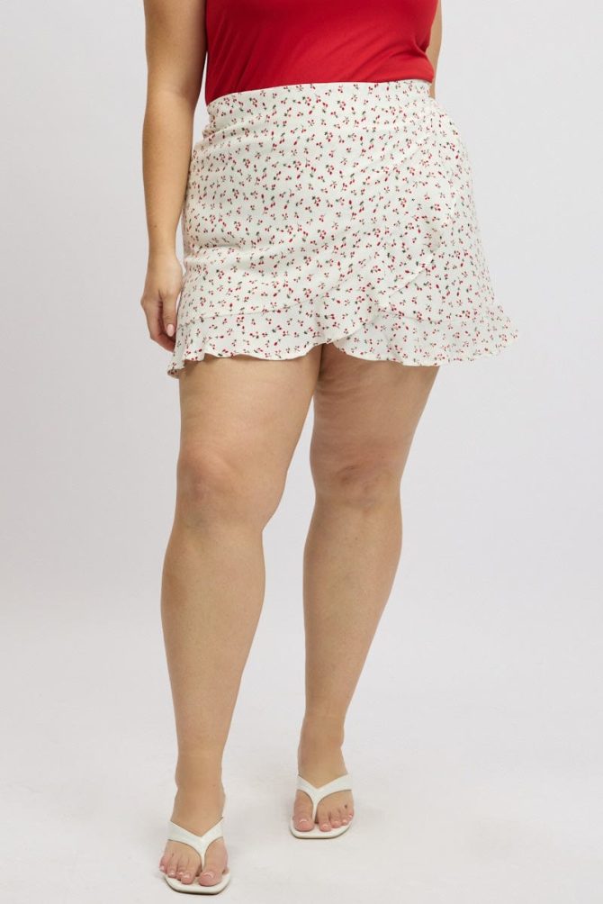 Red Check Wrap Gingham Mini Skirt